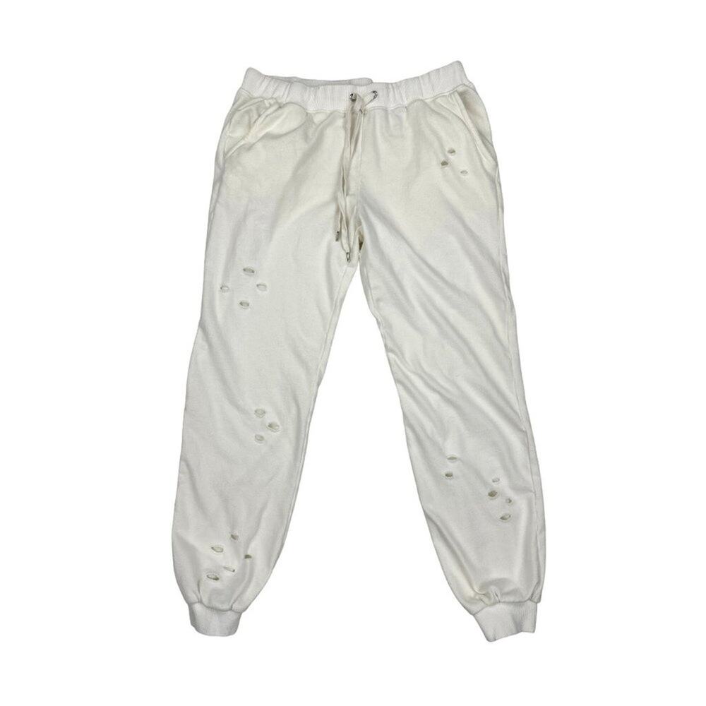 Honey Punch - Distressed Sweatpant Joggers in Off White